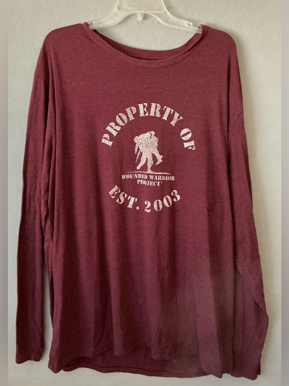 Under Armour 1268762 Wounded Warrior Project LS Shirt Maroon Red Men 2XL Loose